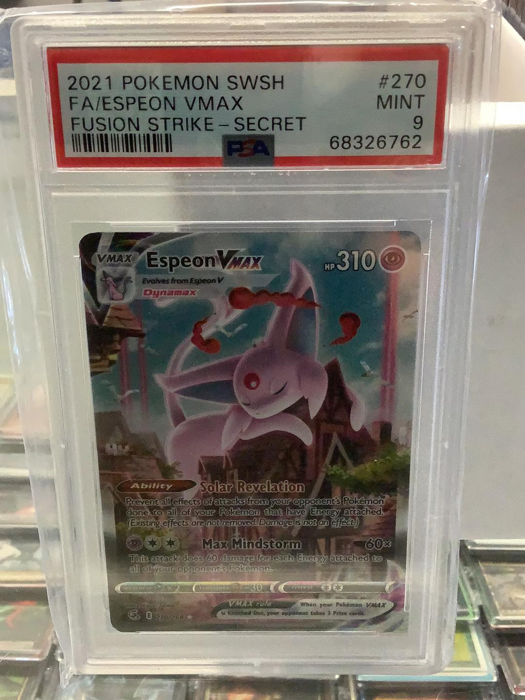 PSA 9 Mnt Pokemon - Espeon Vmax #270 Full Art - Fusion Strike 2021 Graded Card