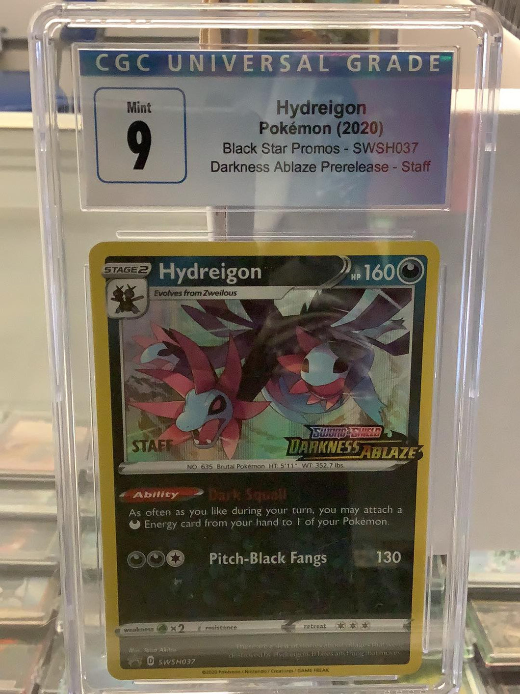 CGC 9 Mint Pokemon - Hydreigon SWSH037 Black Star Promo - Pokemon Darkness Ablaze PreRelease 2020 Graded Card