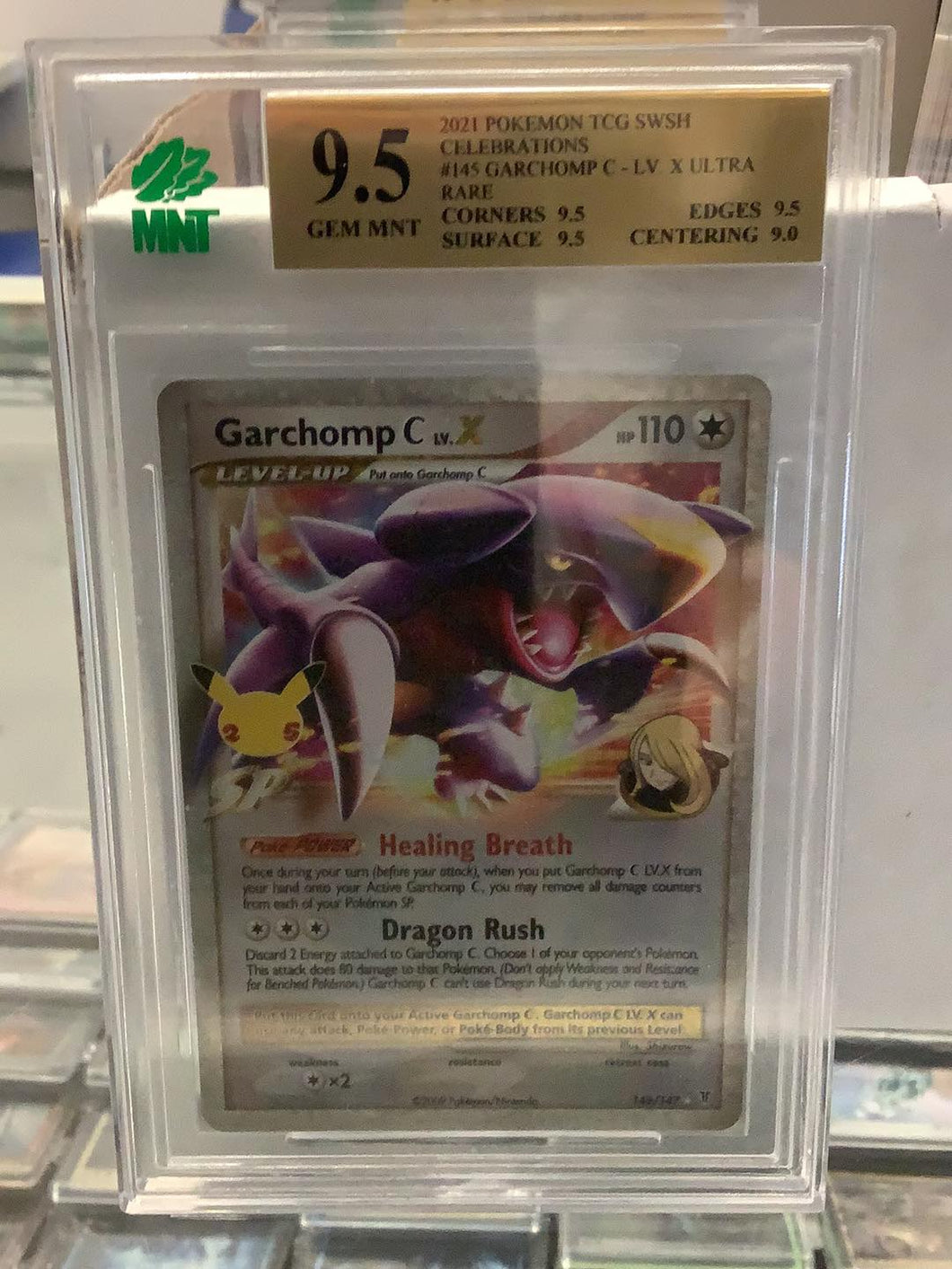 MNT 9.5 Gem Mnt Pokemon - Garchomp C lvl.X Ultra Rare #145 - Pokemon Celebrations 2021 Graded Card