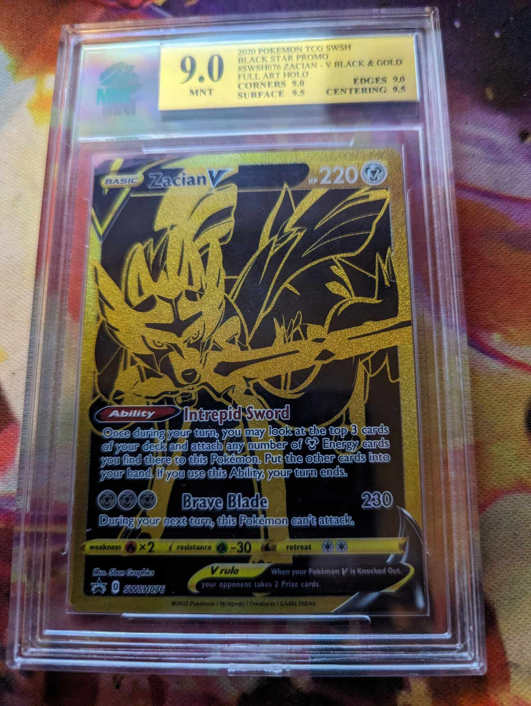 MNT 9.0 Gem Mnt Pokemon - Zacian V #SWSH076 Full Art - Pokemon Black Star Promo 2020 Graded Card