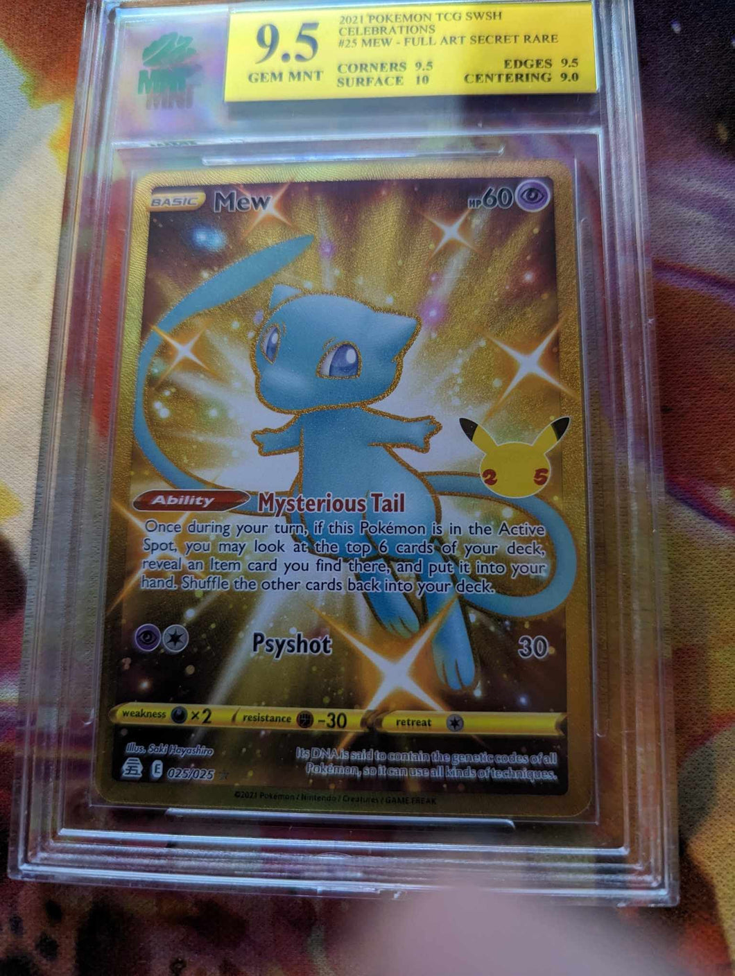 MNT 9.5 Gem Mnt Pokemon - Mew  #25 Full Art - Pokemon Celebrations 2021 Graded Card