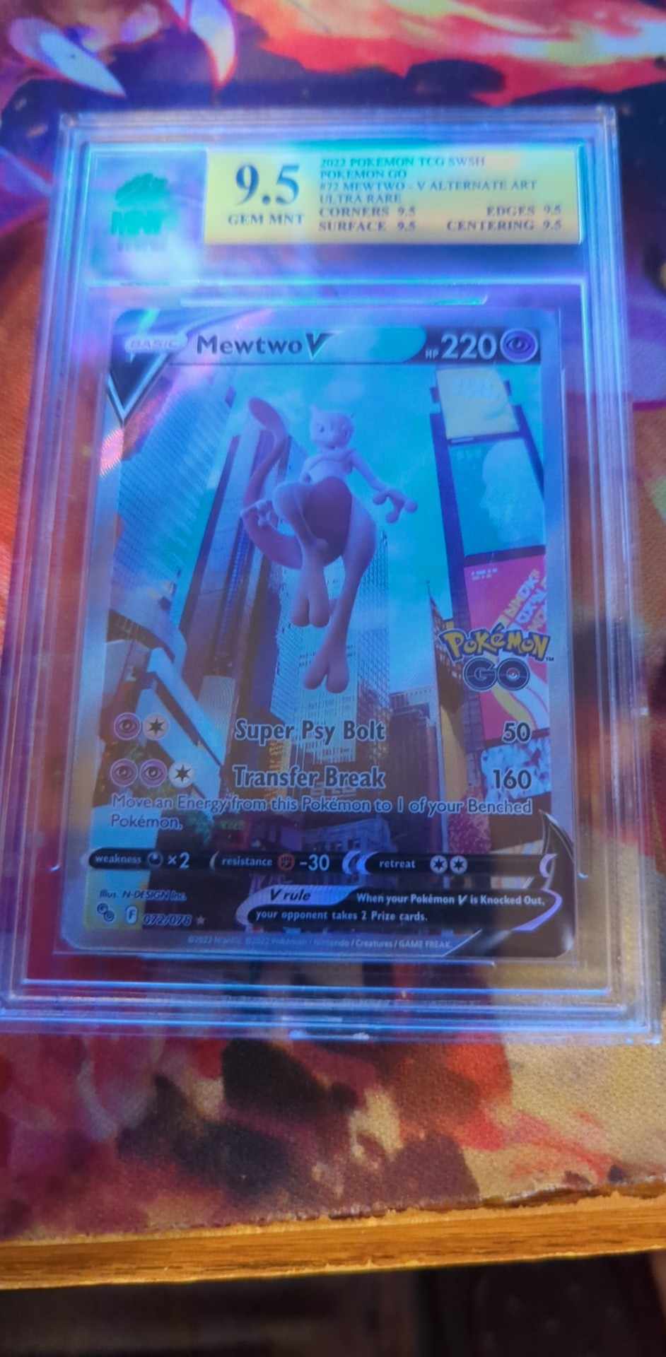 MNT 9.5 Gem Mnt Pokemon - Mewtwo V #72 Full Art - Pokemon Pokemon Go 2022 Graded Card